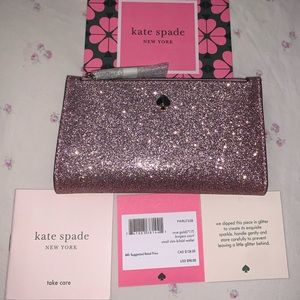 Kate Spade rose gold glitter wallet